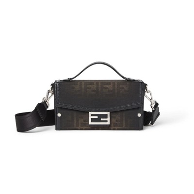 FENDI BAGUETTE SOFT TRUNK BROWN FF FABRIC BAG 7VA565APD8F0L3T (21.5*13*6.5cm)